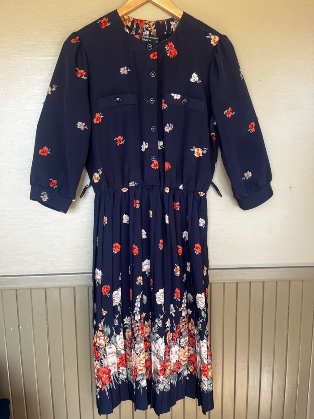 Breli Originals Vintage Secretary Pleated Shirt Dress Union Made